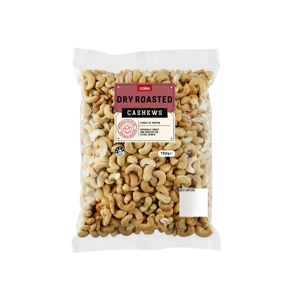 Coles Dry Roasted Cashews 750g