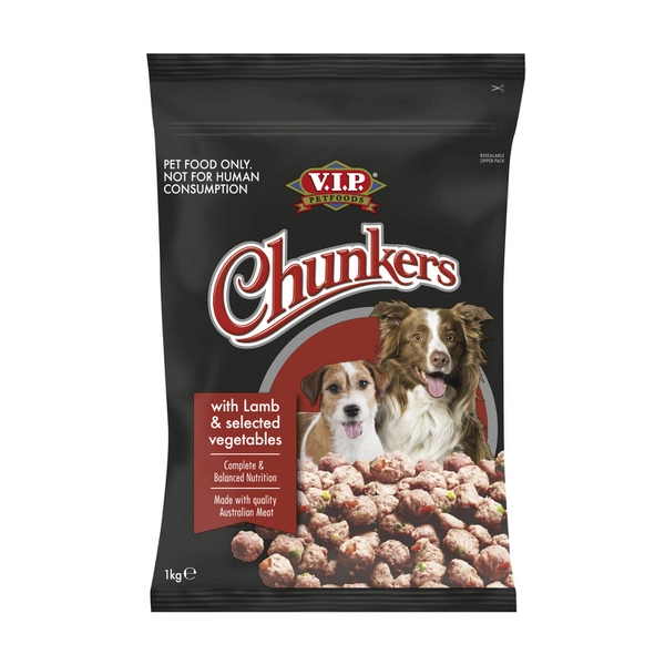 V.I.P Chunkers Adult Chilled Fresh Dog Food Meatballs Lamb 1kg