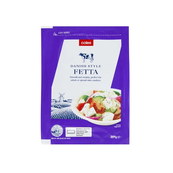 Coles Dairy Cheese Fetta Danish Style 200g