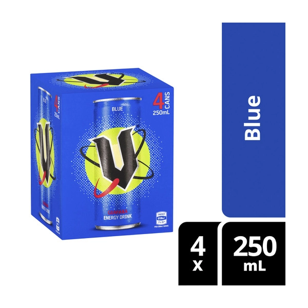 V Energy Drink 4x250ml V ENERGY DRINK 4X250ML:BLUE:.:4 PACK 