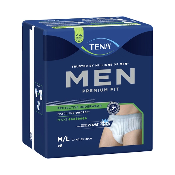 Tena For Men Large Level 4 Premium Fit Maxi Incontinence Pants 8 pack