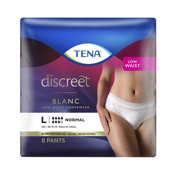 Tena Discreet Blanc Incontinence Pant For Women Normal Large 8 pack