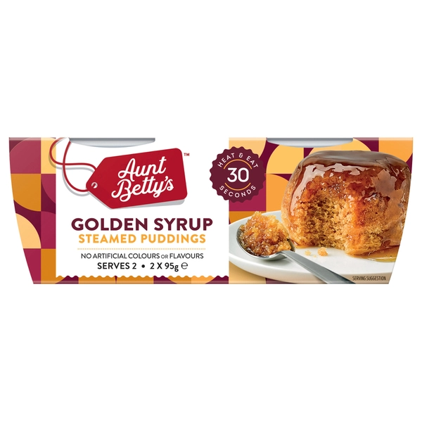 Aunt Bettys Pudding 2x95g AUNT BETTYS PUDDING 2PK:GOLDEN SYRUP:.:190 GRAM 